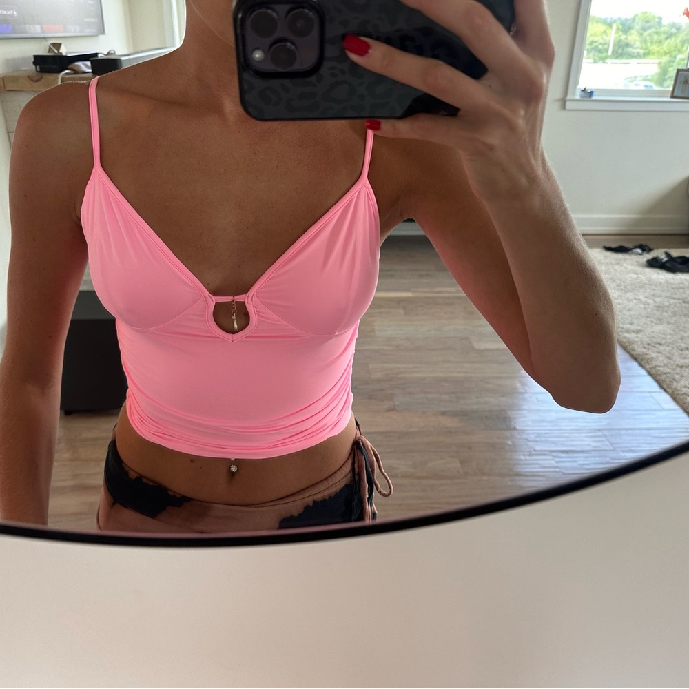 Tiger Mist Pink Cut Out Crop Camisole